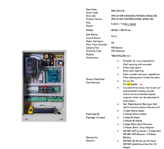 SPD 25 MR (EN81-20) (HEDEFSAN)